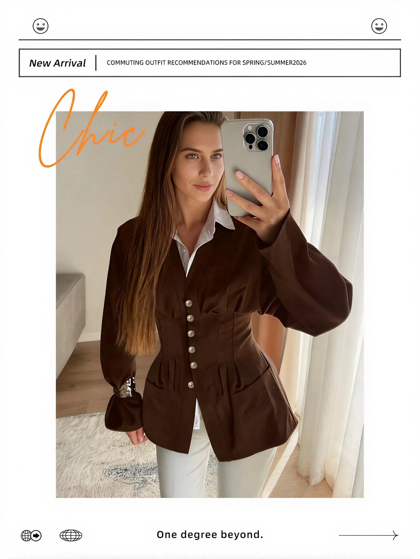 Corset Waist Button Down Jacket