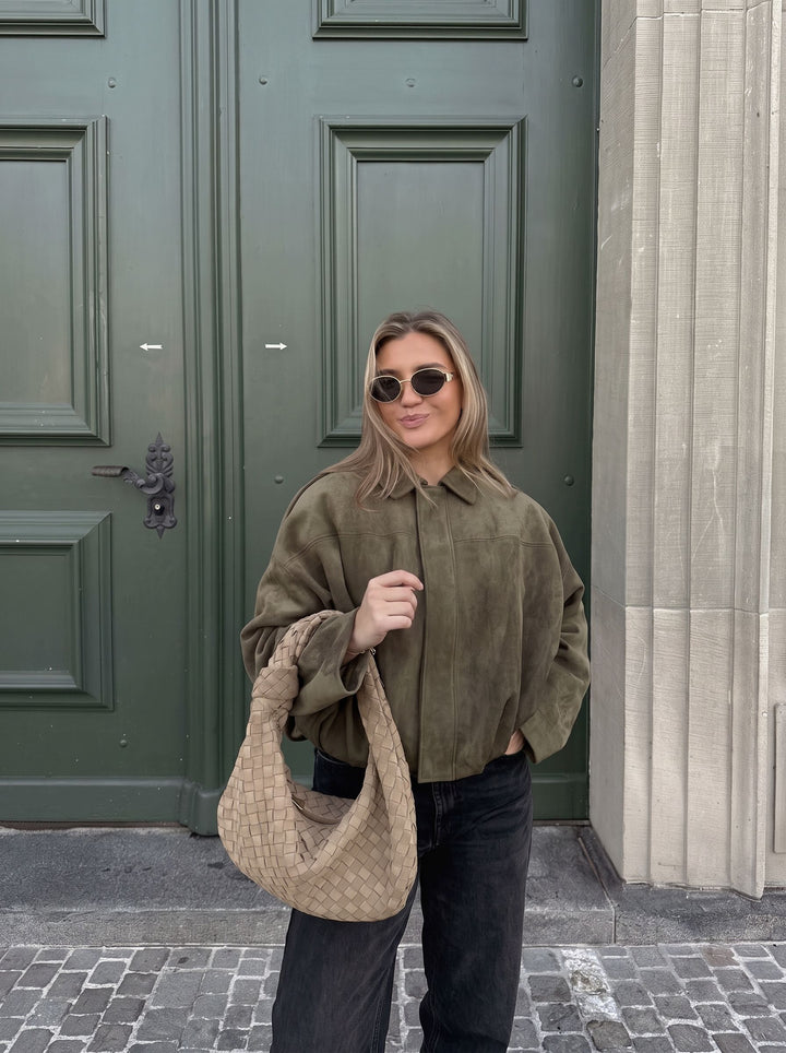 Oversized Suede Bubble Hem Jacket