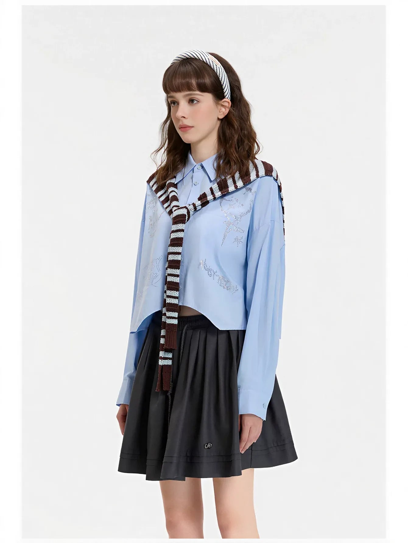 Oversized Layered Graphic Button Down Shirt