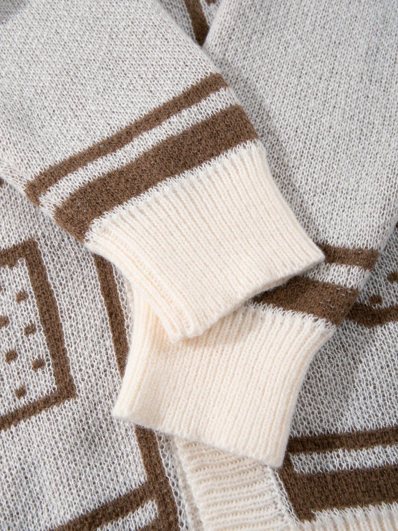 Oversized Graphic Varsity Knit Cardigan