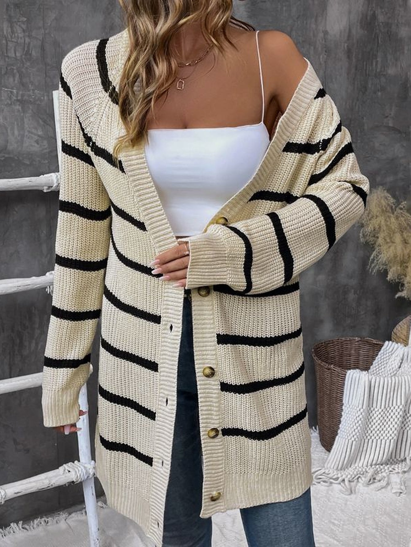 Cozy Striped Button Down Cardigan