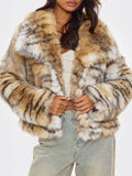 Luxurious Tiger Print Faux Fur Jacket