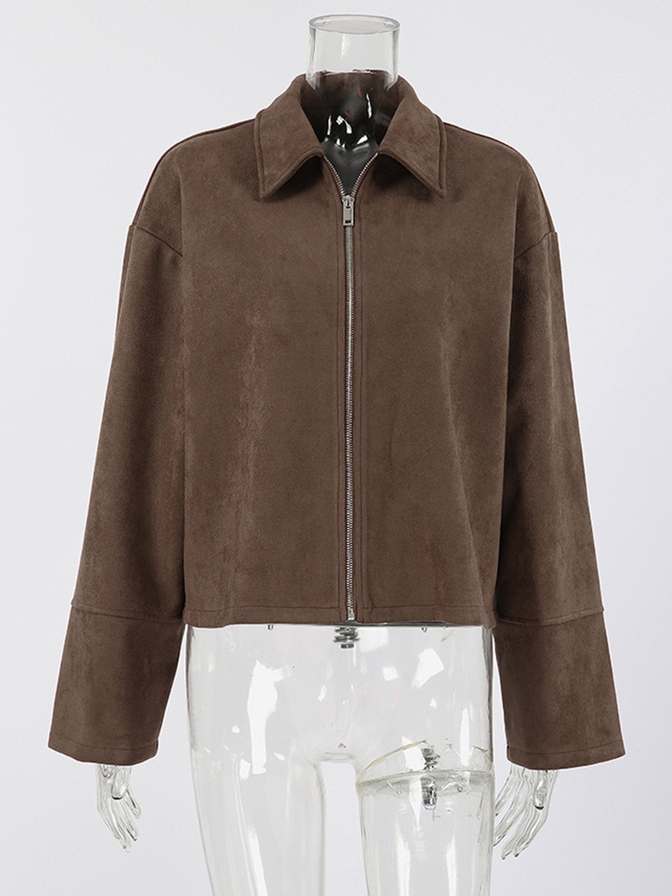 Vintage Brown Suede Zip Jacket
