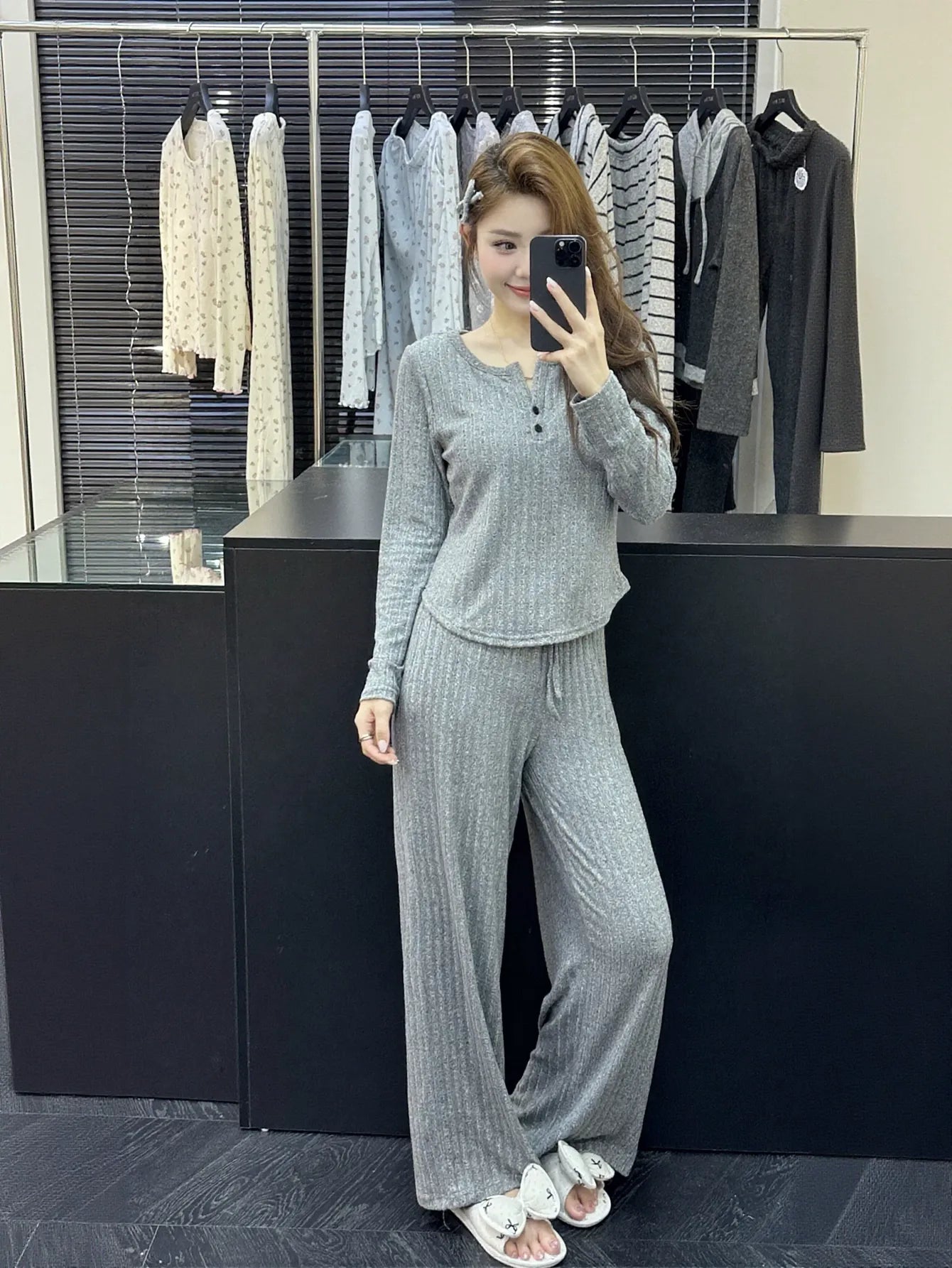 Soft Ribbed Knit Loungewear Set