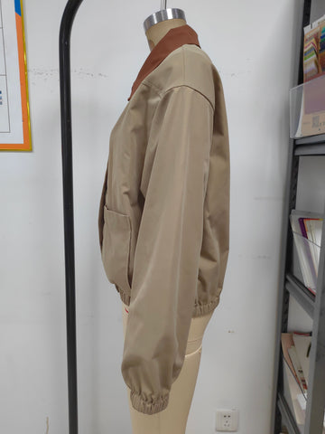Contrast Collar Utility Bomber Jacket