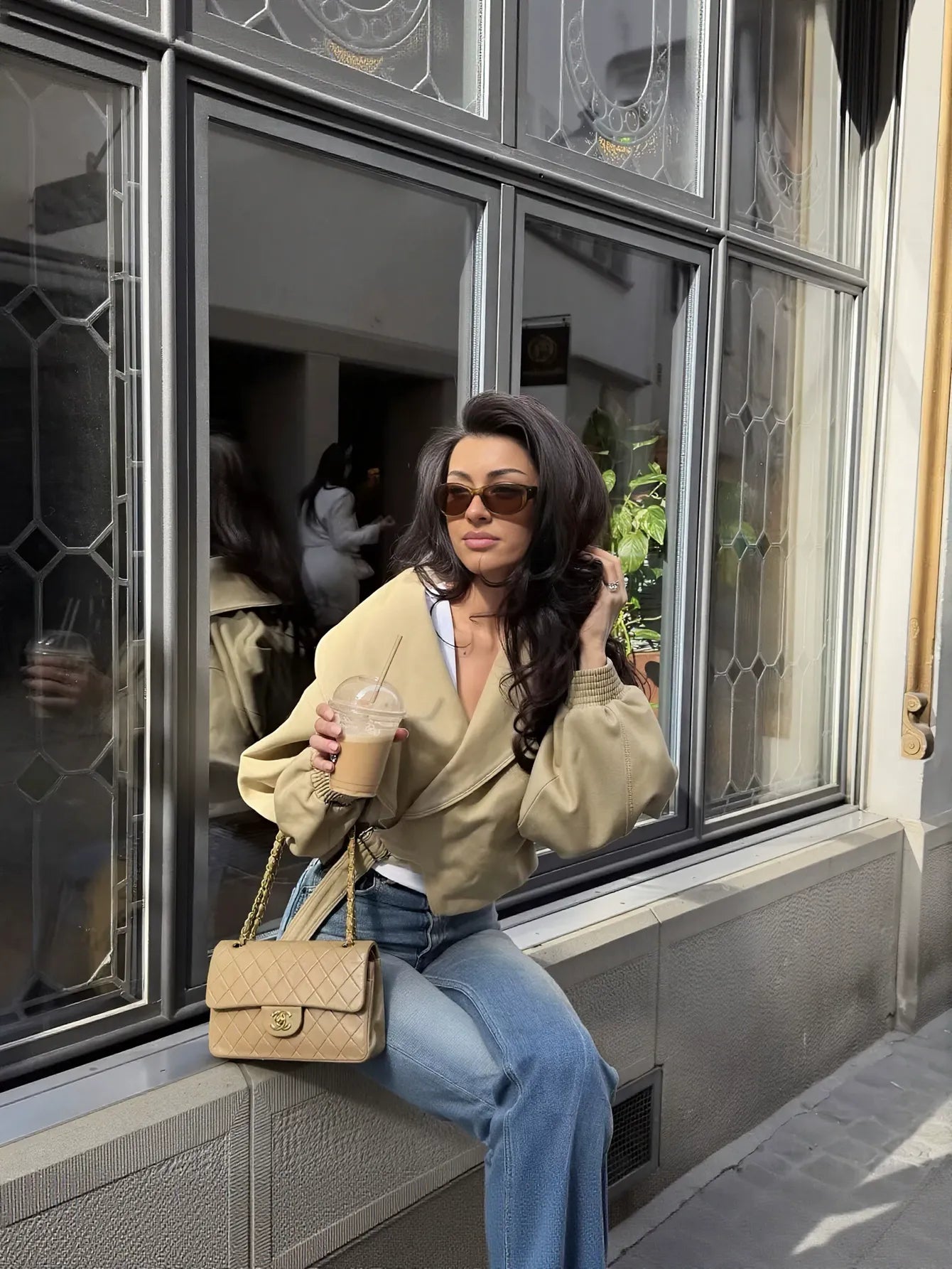 Oversized Collar Belted Cropped Jacket