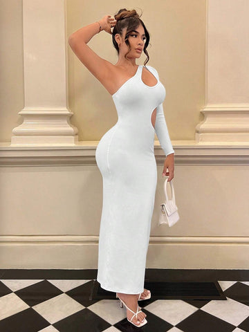One-Shoulder Keyhole-Cutout Chic Maxi Dress