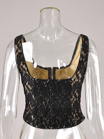 Floral Lace Corset Tank Top