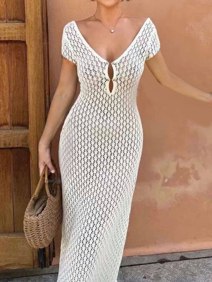 Sheer Crochet Maxi Knit Dress