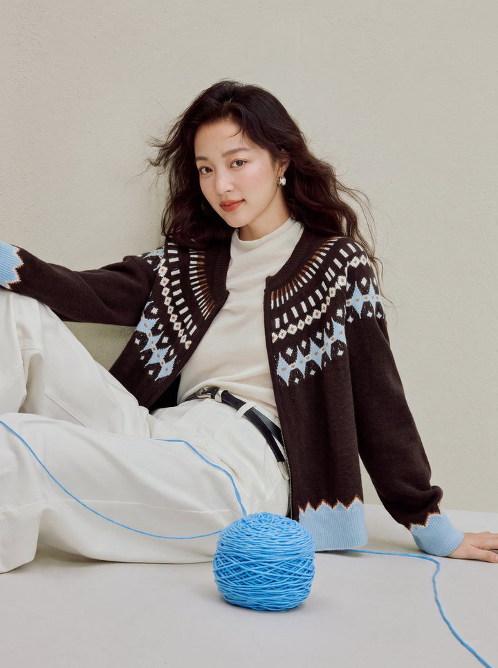 Cozy Fair Isle Zip Cardigan
