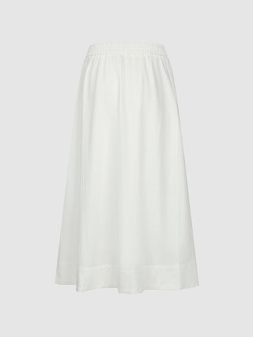 Urban Revivo Pull On Denim Midi Skirts-White