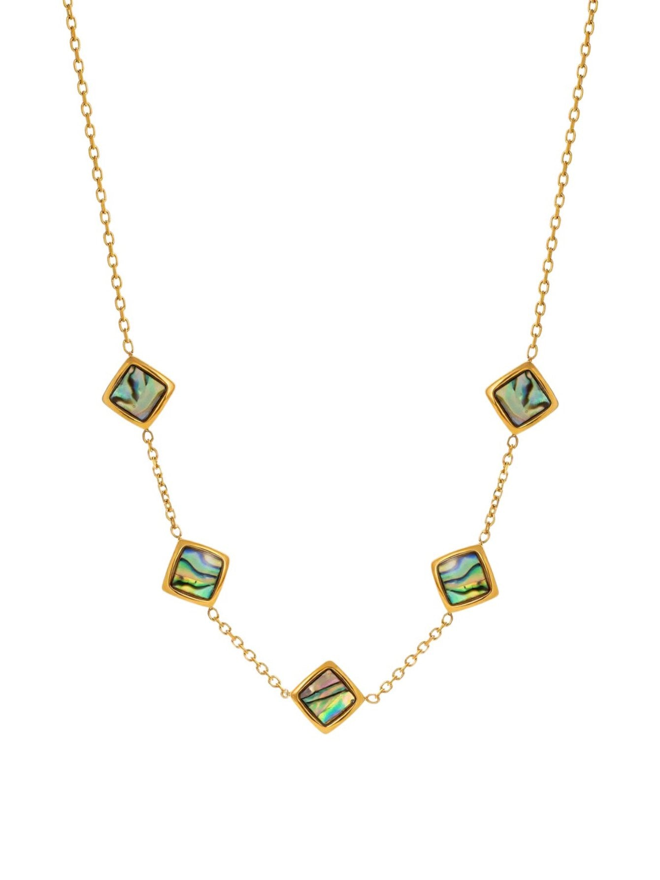 Waterproof Abalone Shell Gold Necklace