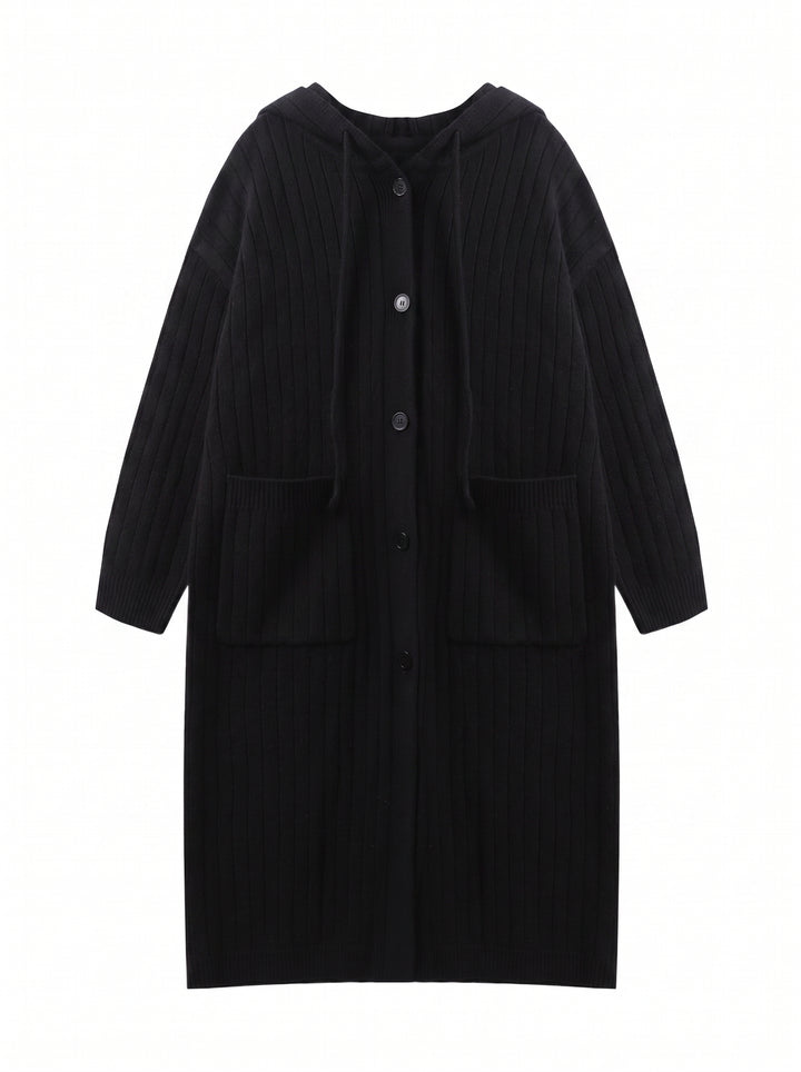 Cozy Ribbed Hooded Knit Cardigan