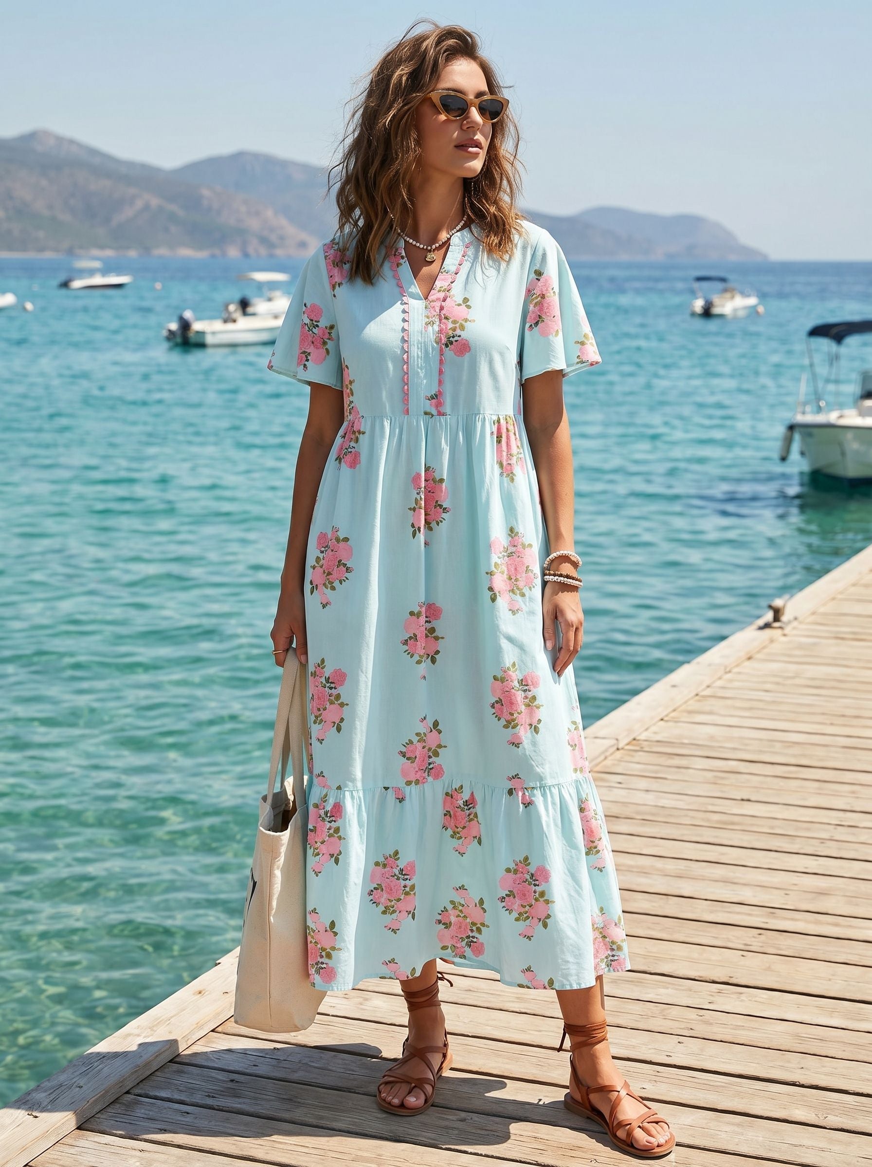 Floral Tiered Ruffle Midi Dress