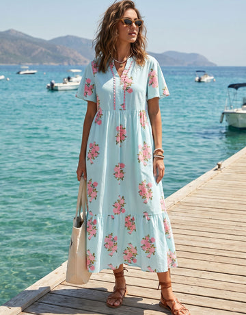 Floral Tiered Ruffle Midi Dress