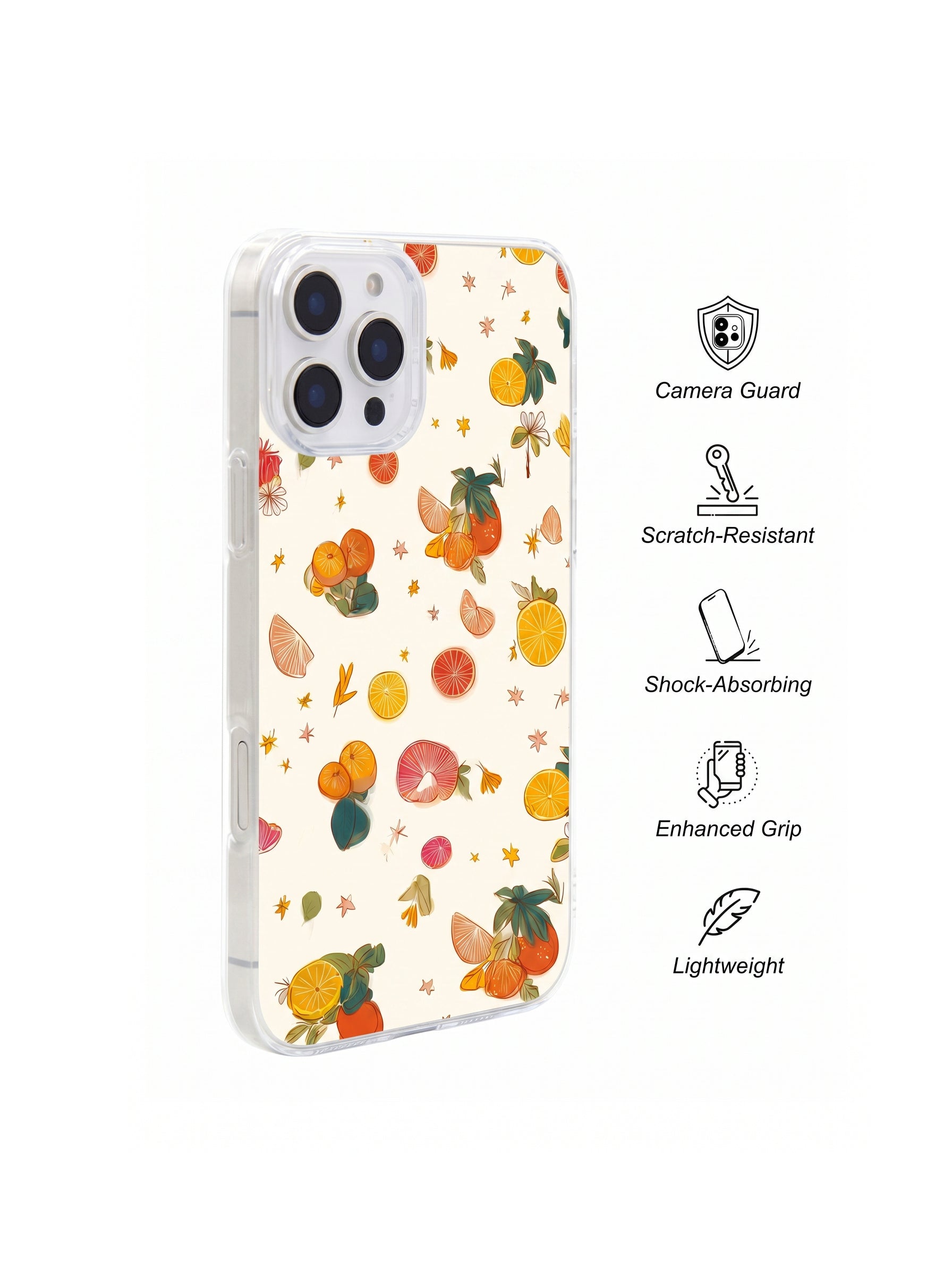 Citrus Pattern Clear Protective Phone Case