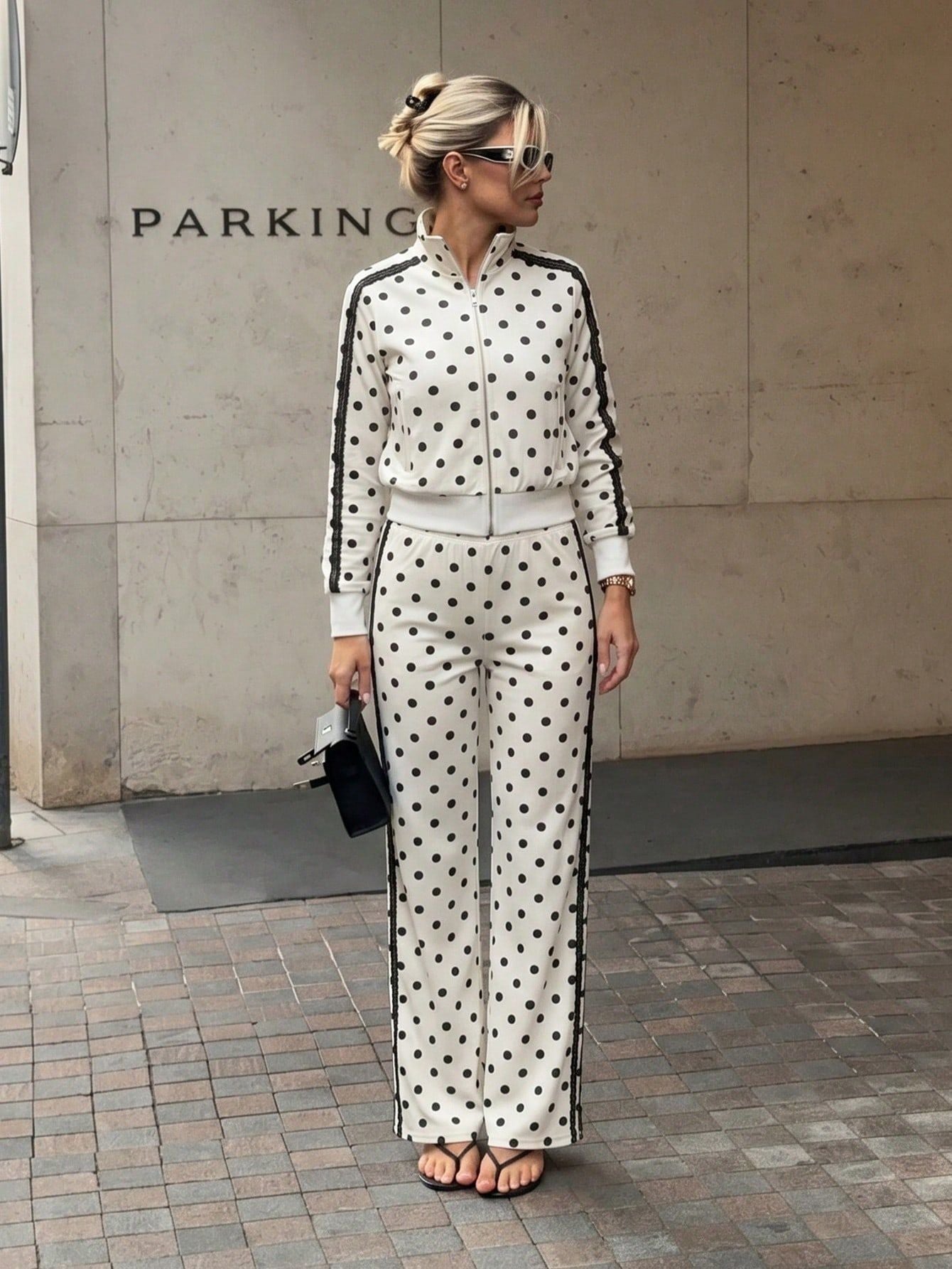 Polka Dot Casual Lounge Pants Set