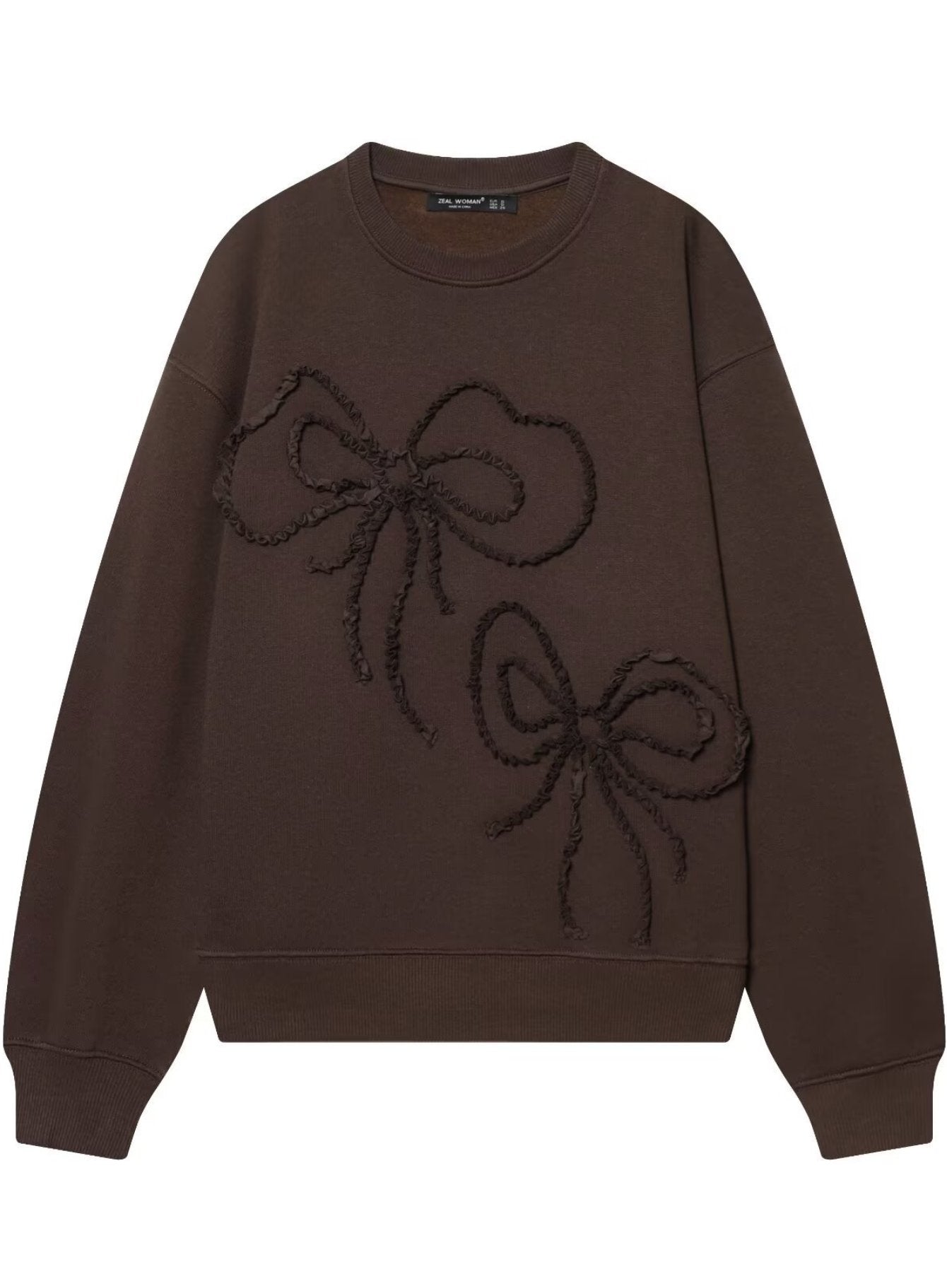 Ruffle Bow Graphic Fleece Sweatshirt
