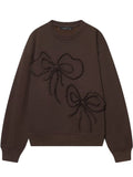 Ruffle Bow Graphic Fleece Sweatshirt