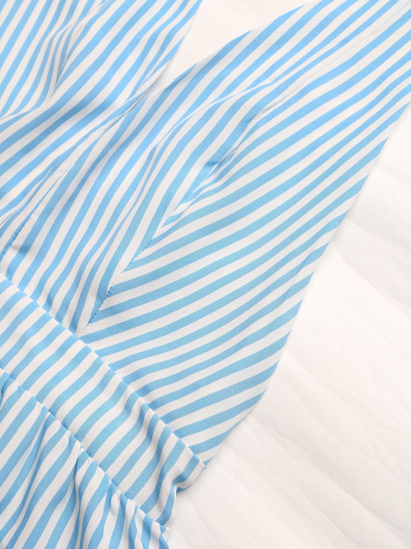 Striped V Neck Casual Romper-Multicolor