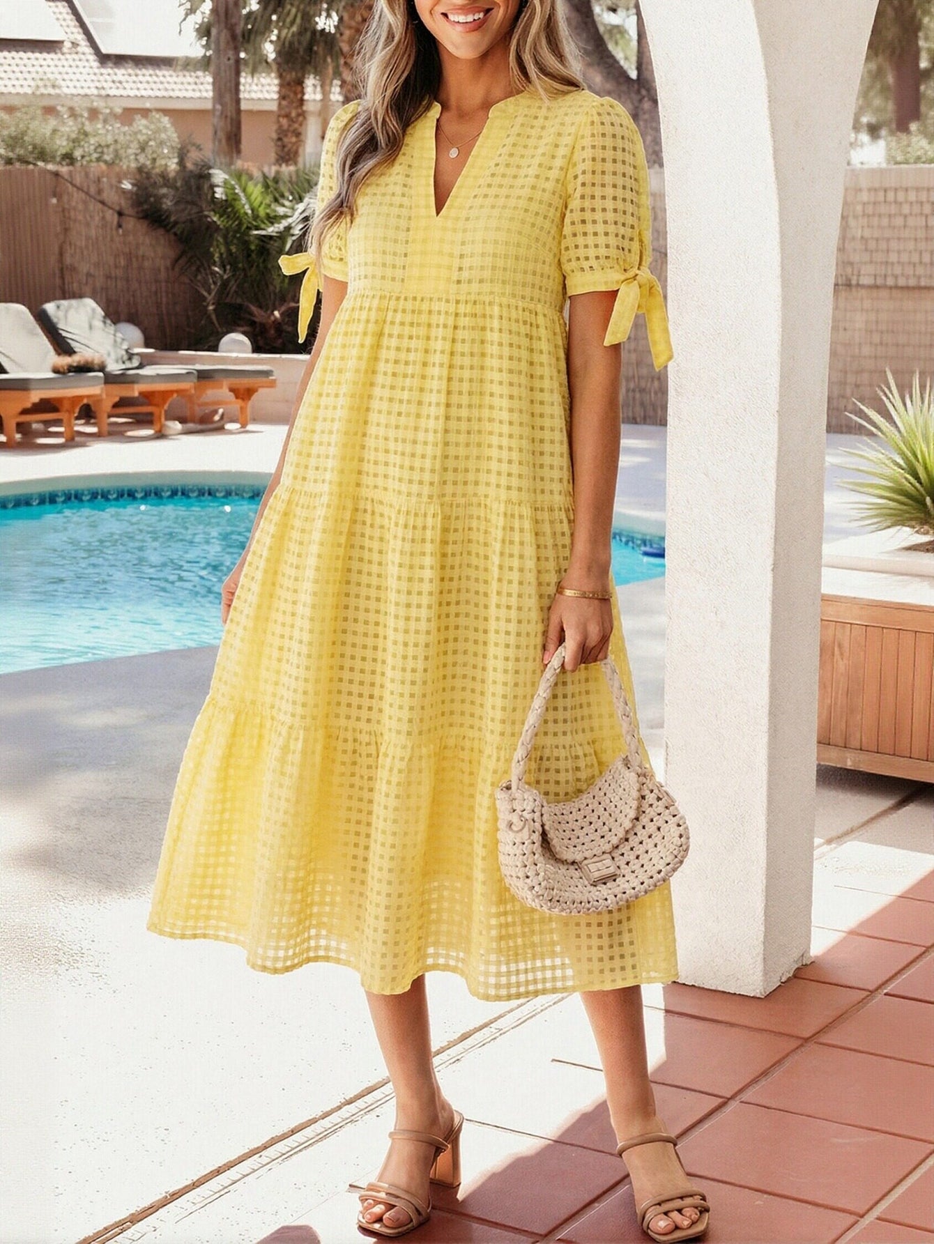 Smocked Tiered Midi Dress