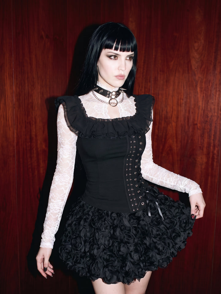 Gothic Lace Trim Corset Top