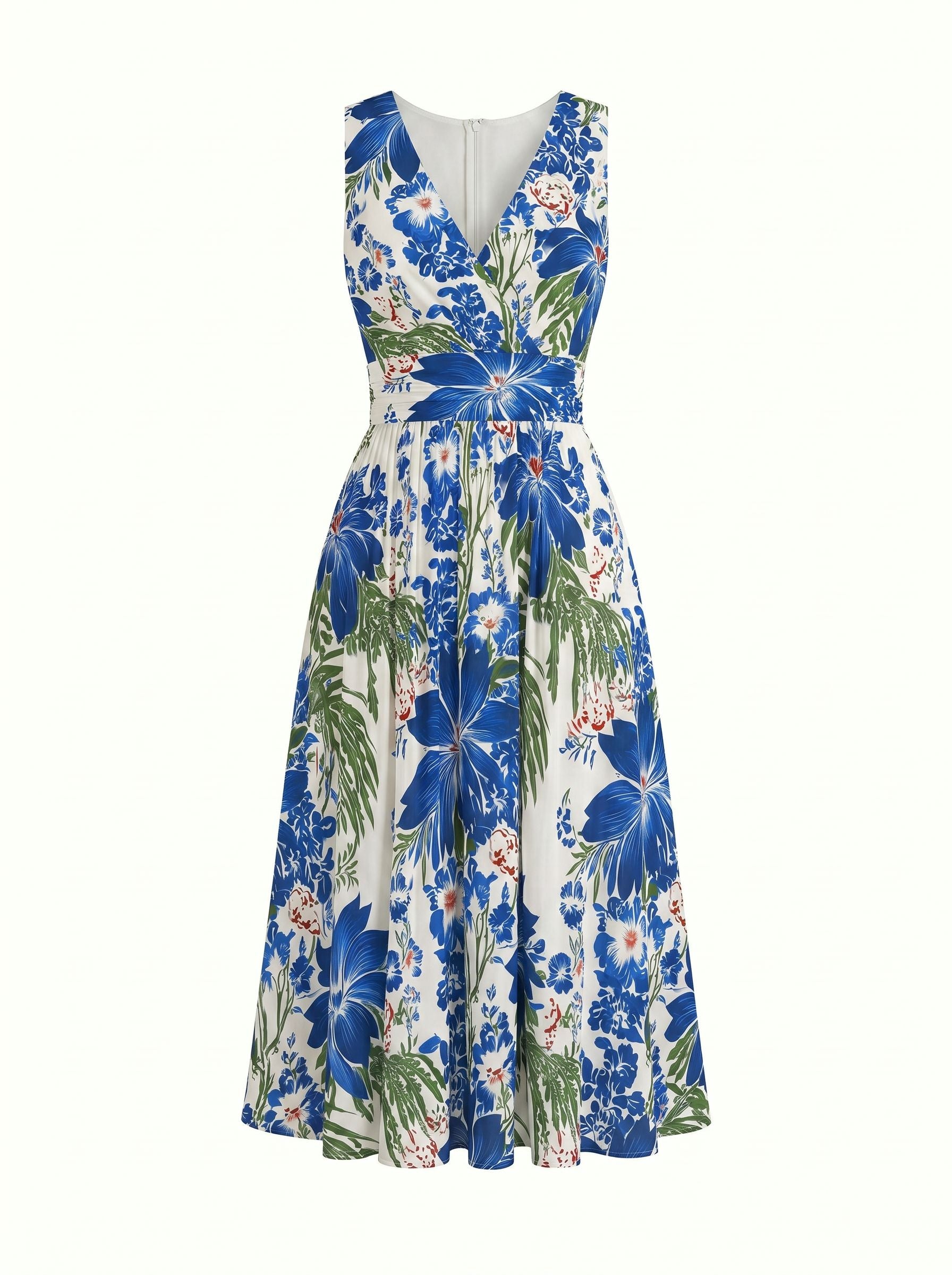CORINNE
Floral Print V Neck A Line Midi Dress