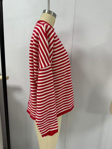 Oversized Striped Button Down Cardigan
