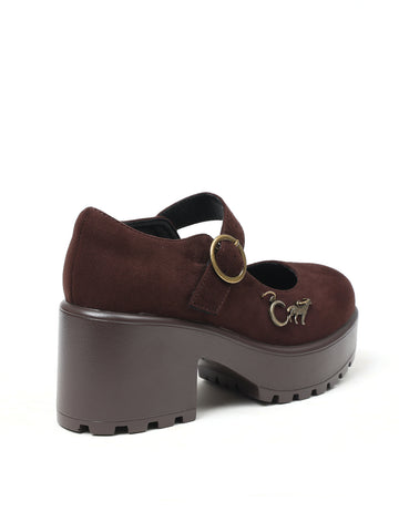 Chunky Platform Suede Mary Jane Shoes