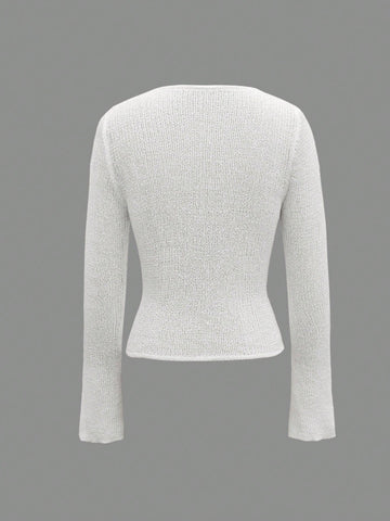 Sheer Lightweight Scoop Neck Knit Sweater