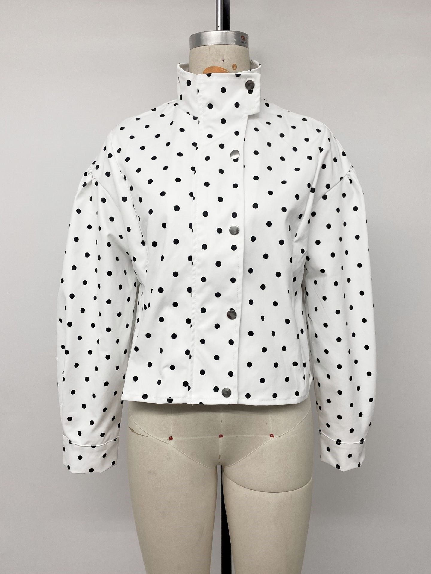 Polka Dot Mock Neck Jacket