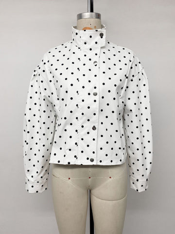 Polka Dot Mock Neck Jacket