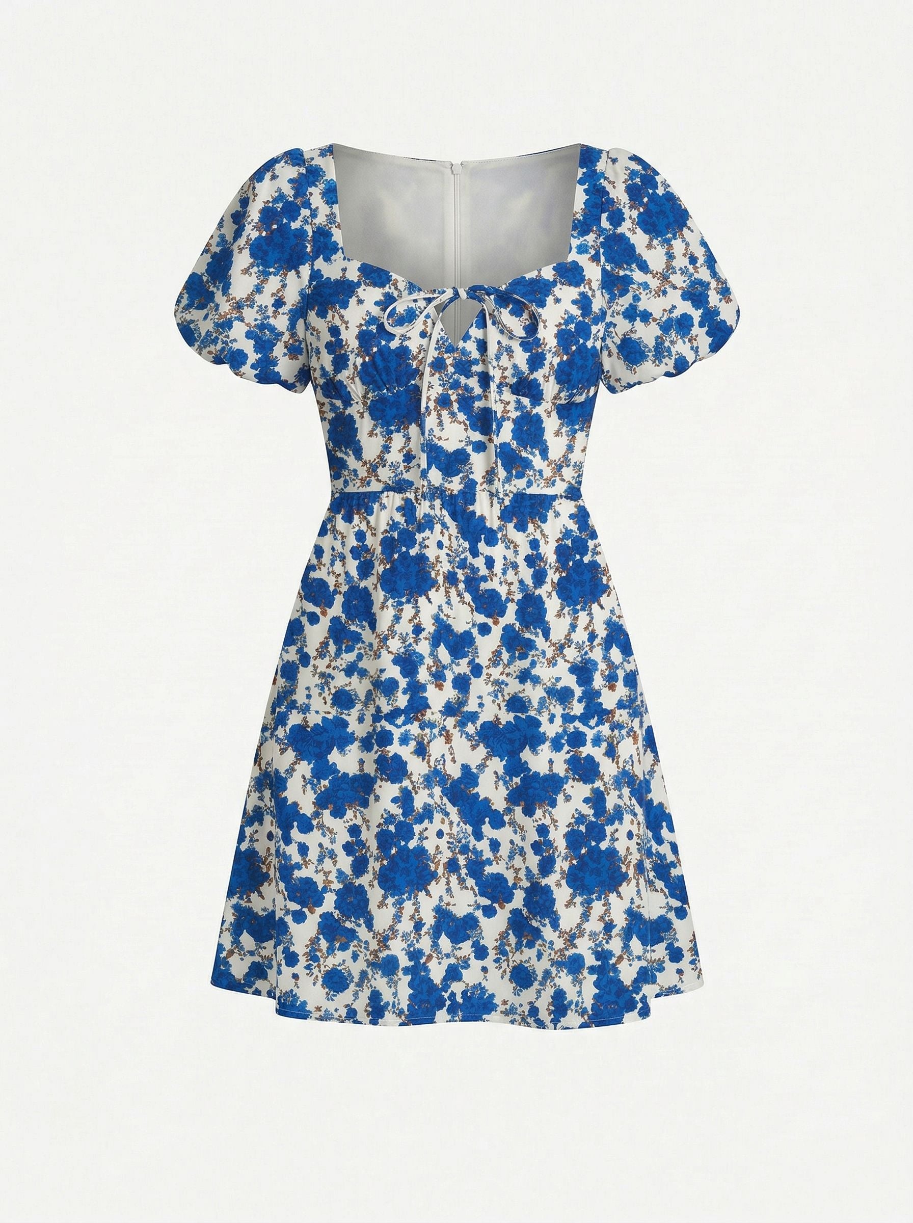 AYLA Floral Print Puff Sleeve Tiered Mini Dress