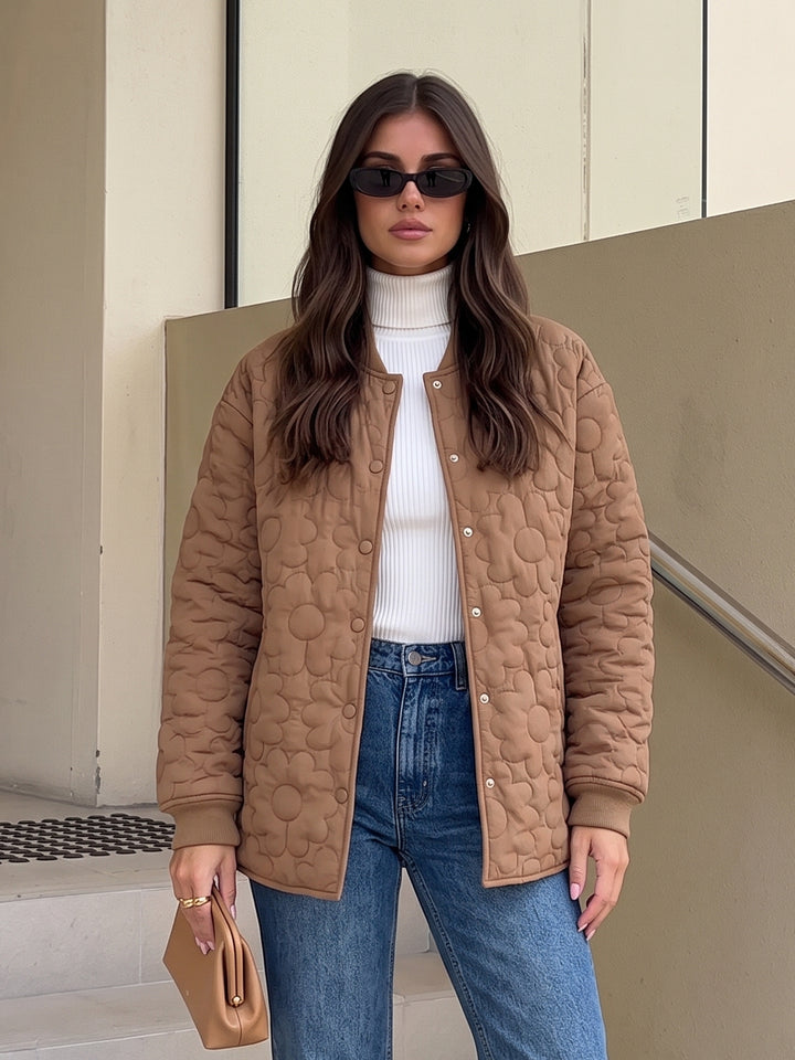 Floral Quilted Lightweight Snap Jacket