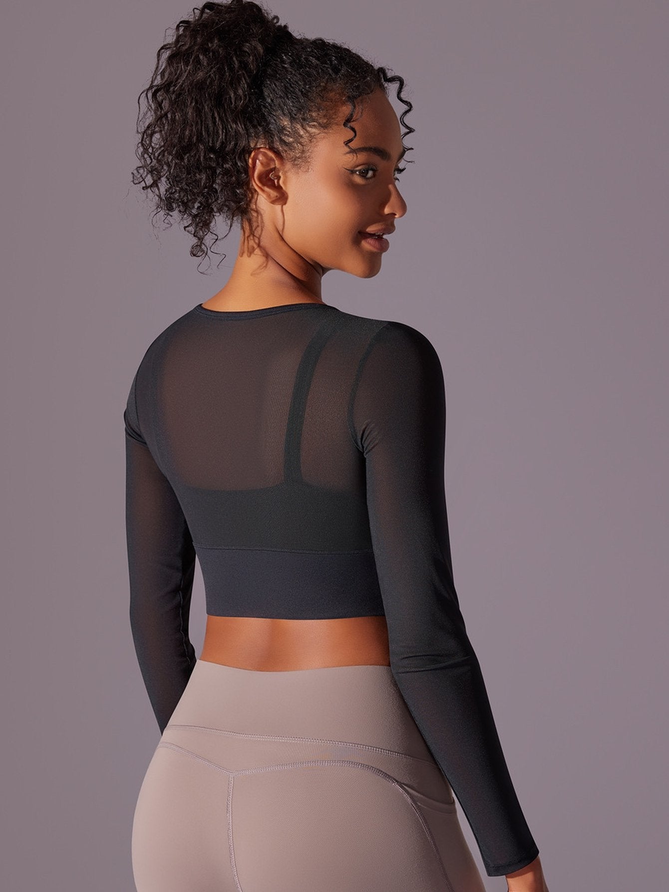 Sheer Cutout Long Sleeve Workout Tee
