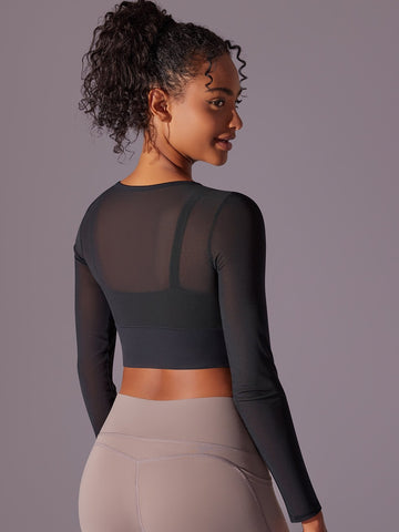 Sheer Cutout Long Sleeve Workout Tee