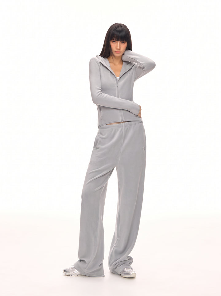 Slim Fit Velour Zip Hoodie