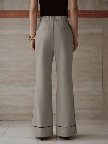 High Waisted Contrast Trim Trousers