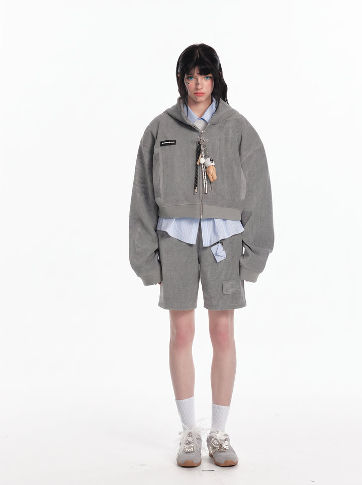 Oversized Cropped Zip Up Hoodie