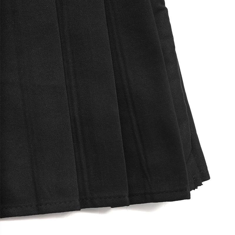 High-Waisted Pleated Leopard-Bow Sexy Mini Skirt-Black