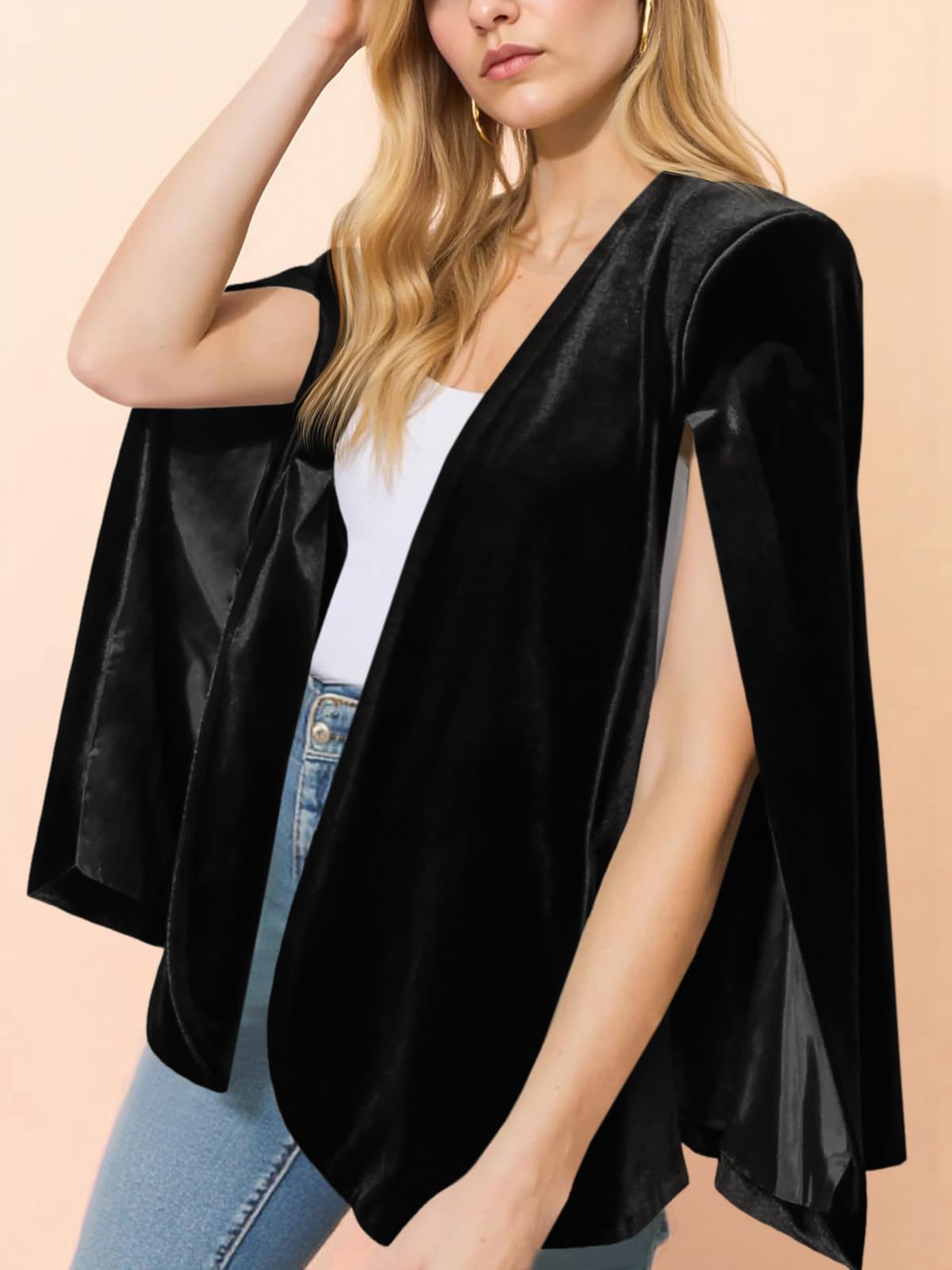 Elegant Velvet Cape Blazer Jacket
