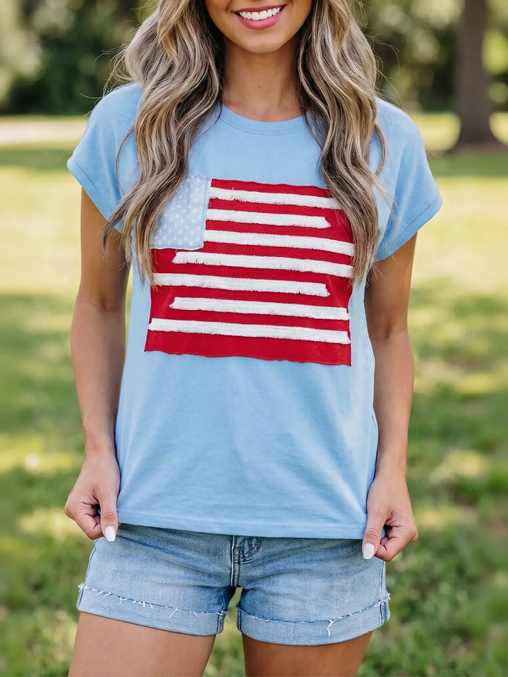 Distressed American Flag Graphic T-Shirt