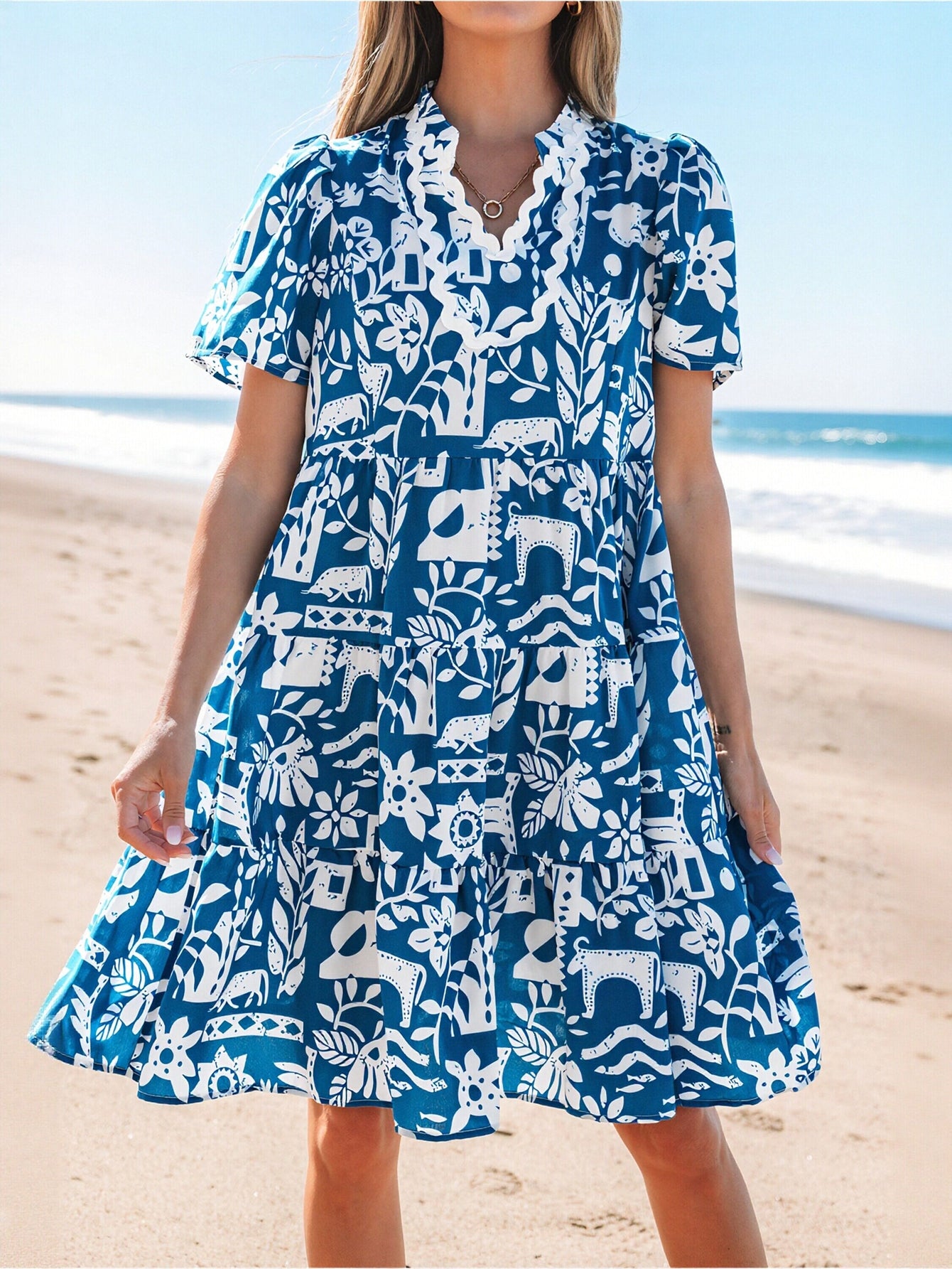 Abstract Geometric Print Mini Dress