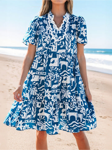 Abstract Geometric Print Mini Dress