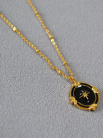 Dainty Gold Enamel Starburst Necklace
