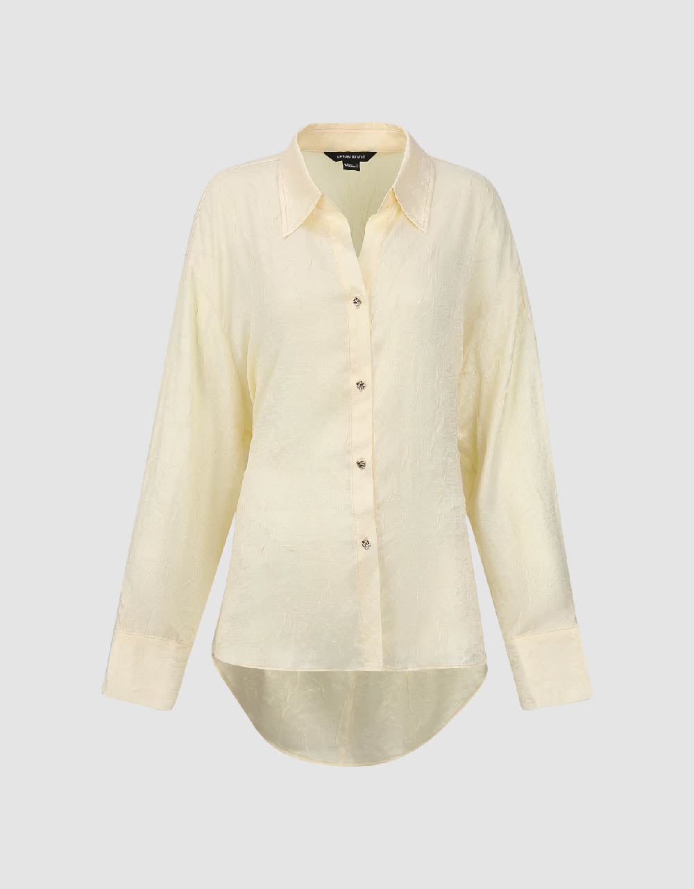 Urban Revivo Textured Button Up Straight Shirt-Beige
