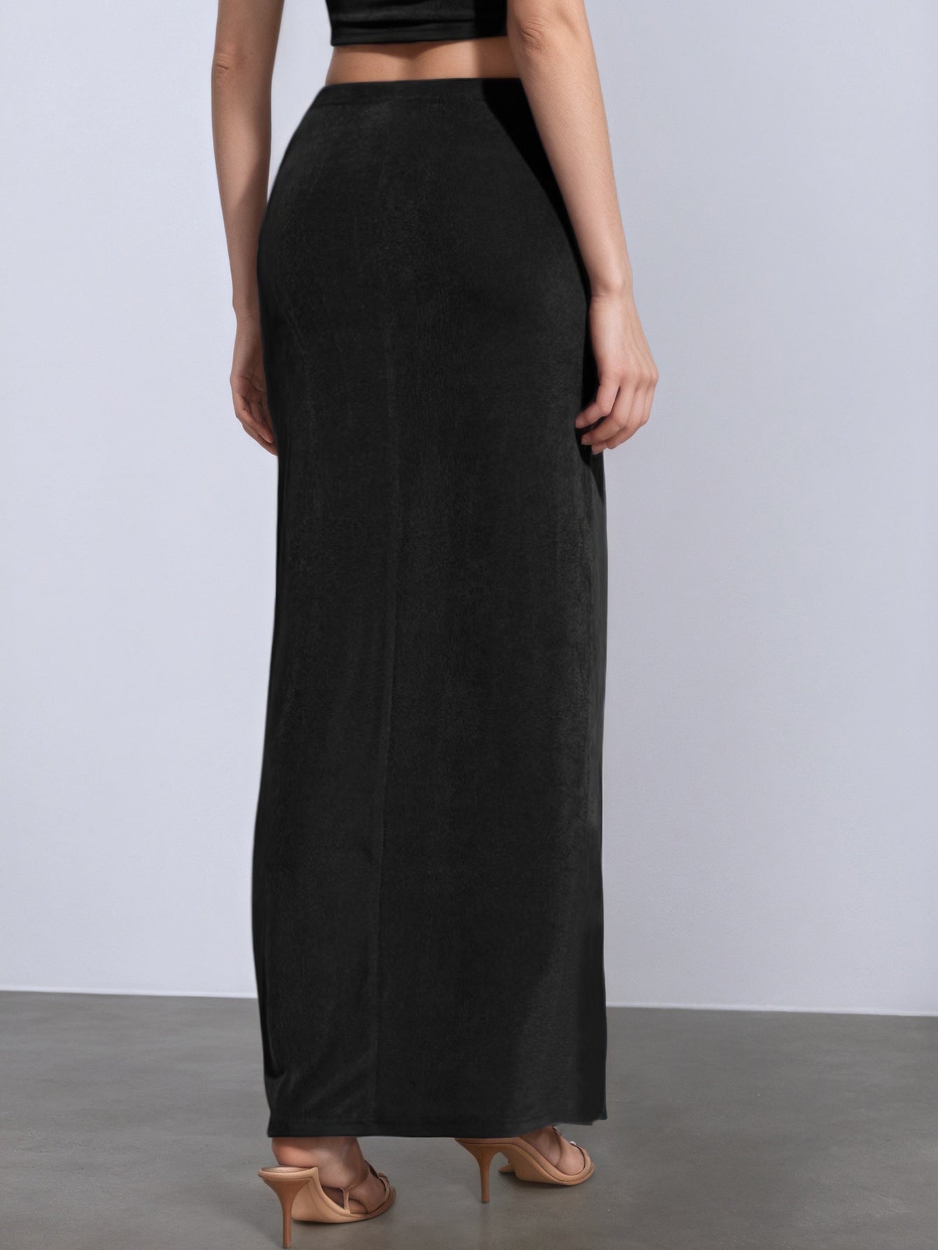 Twist Front Button Detail Midi Skirt