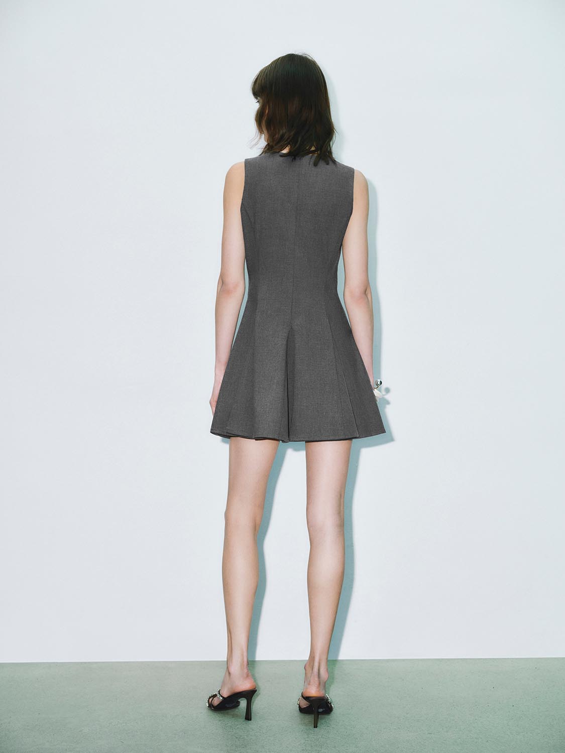 Urban Revivo Sleeveless A-Line Dresses-Dark Grey Heather