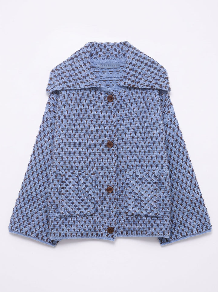 Textured Oversized Collar Button Up Jacket