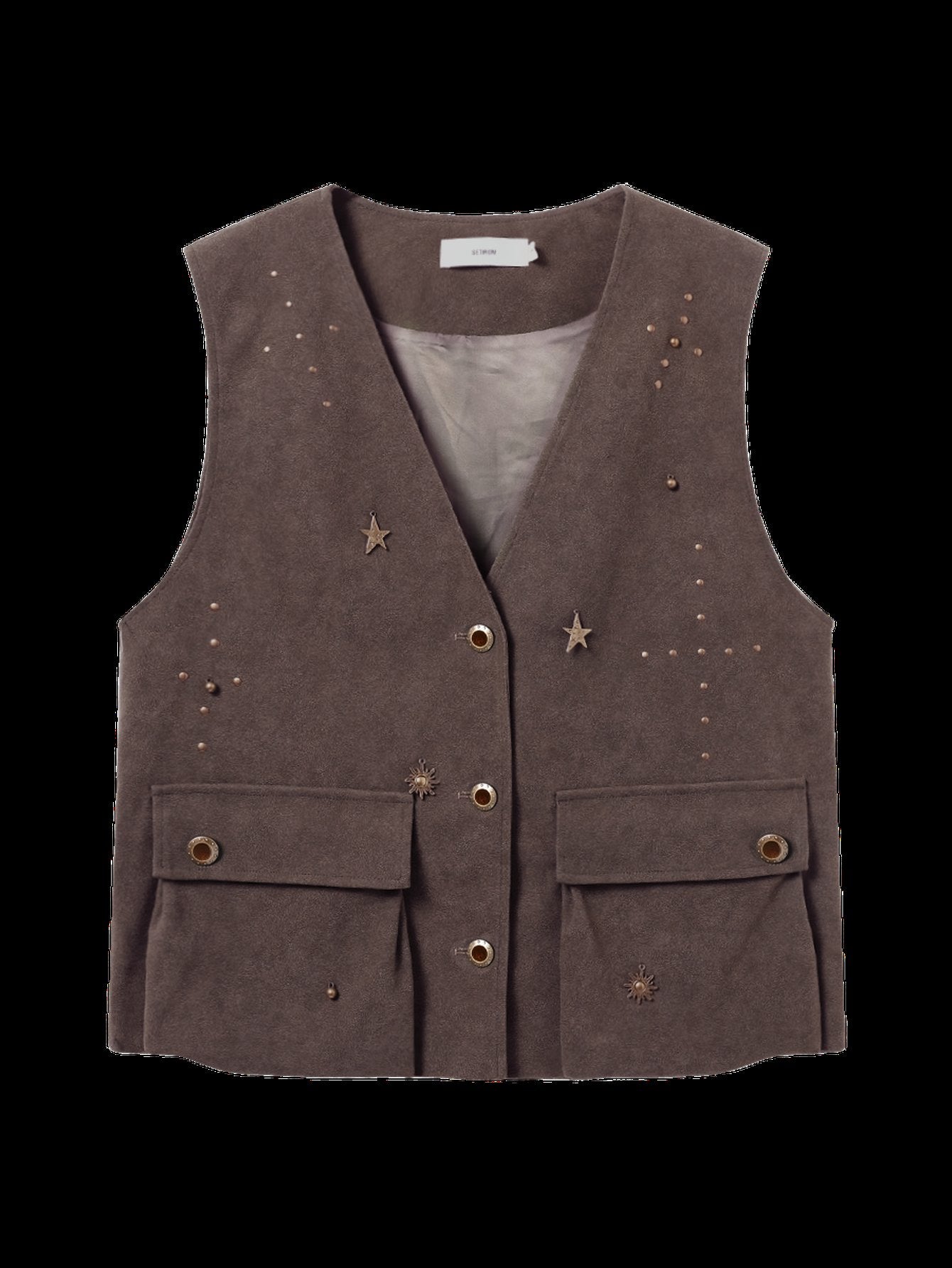 Studded Suede Utility Vest